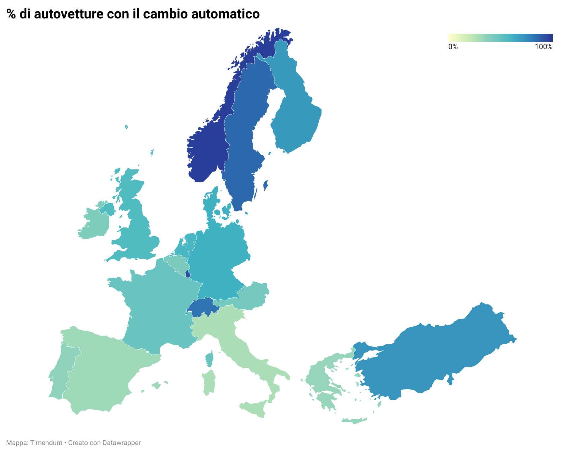 % di autovetture con il cambio automatico in Europa"