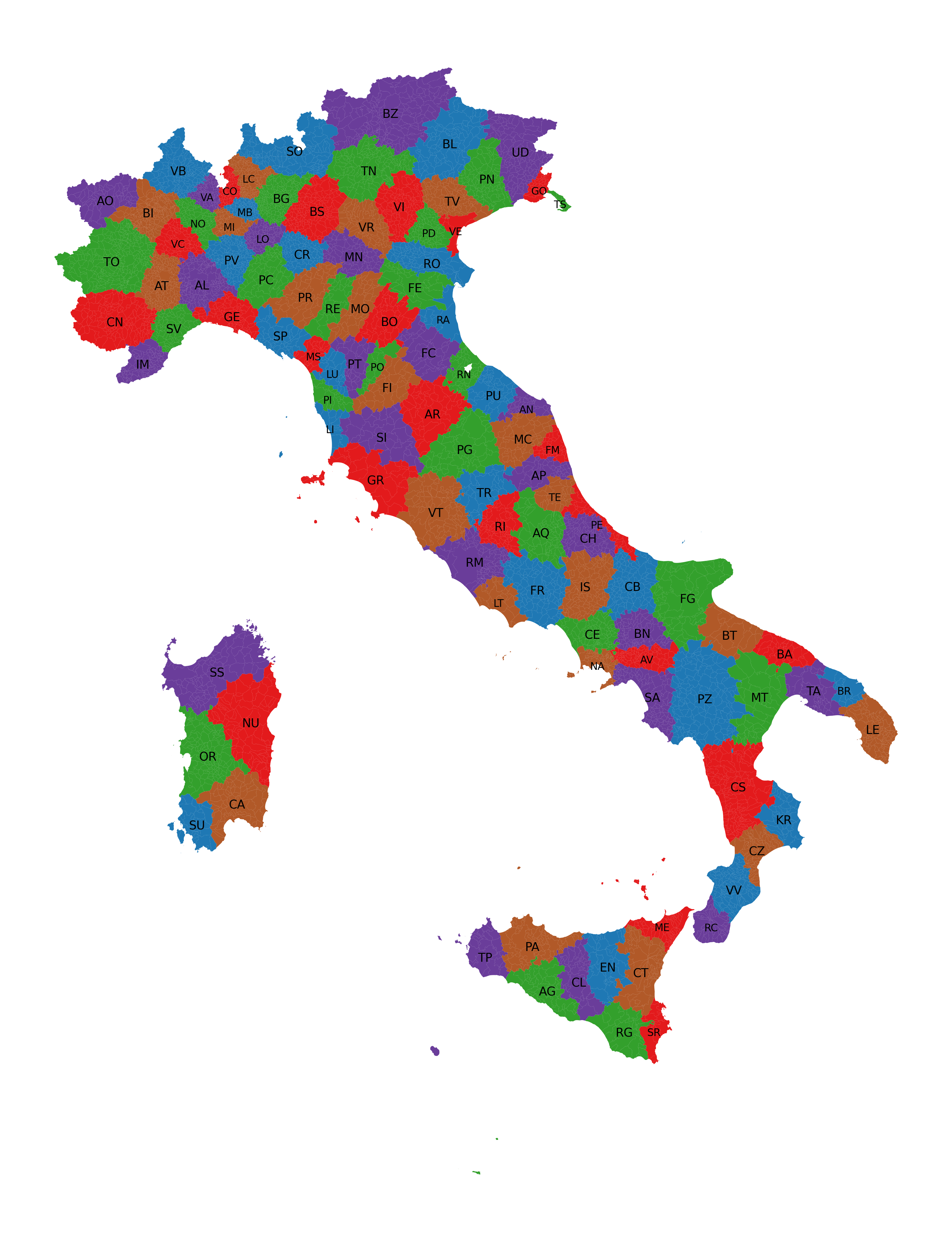 Le province italiane per vicinanza